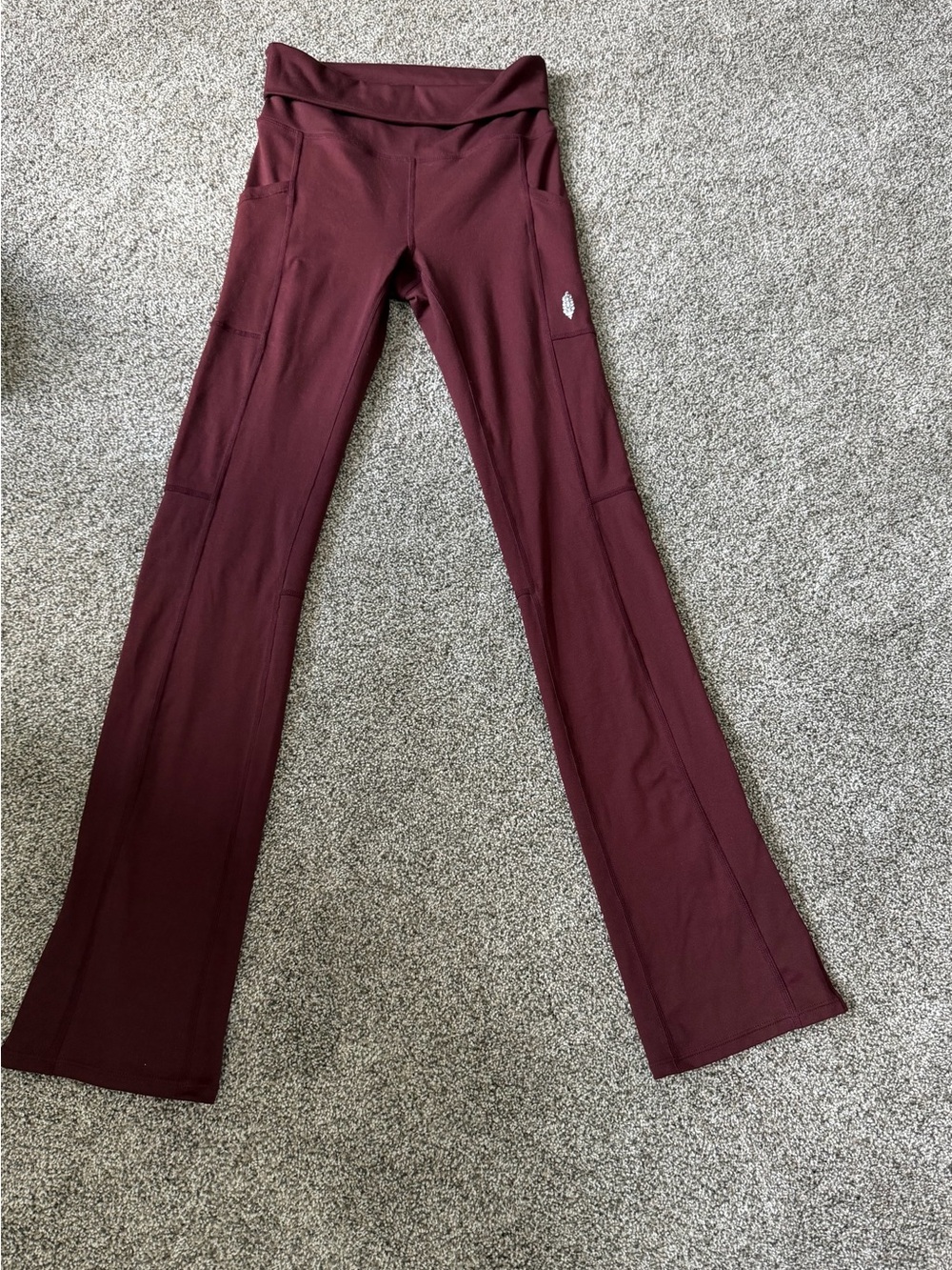 FP Movement Maroon Flare Active Leggings with Side Pockets